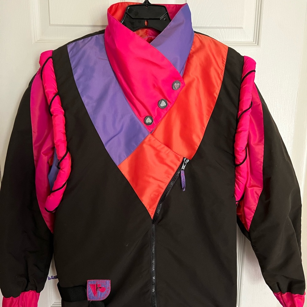 Vintage Retro 1990s FEMME 2-piece Color Block Ski Jacket & Vest Combo!
